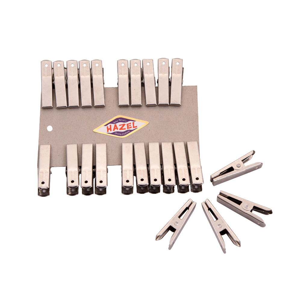 HAZEL Stainless Steel mini Clips 24 pc, Silver
