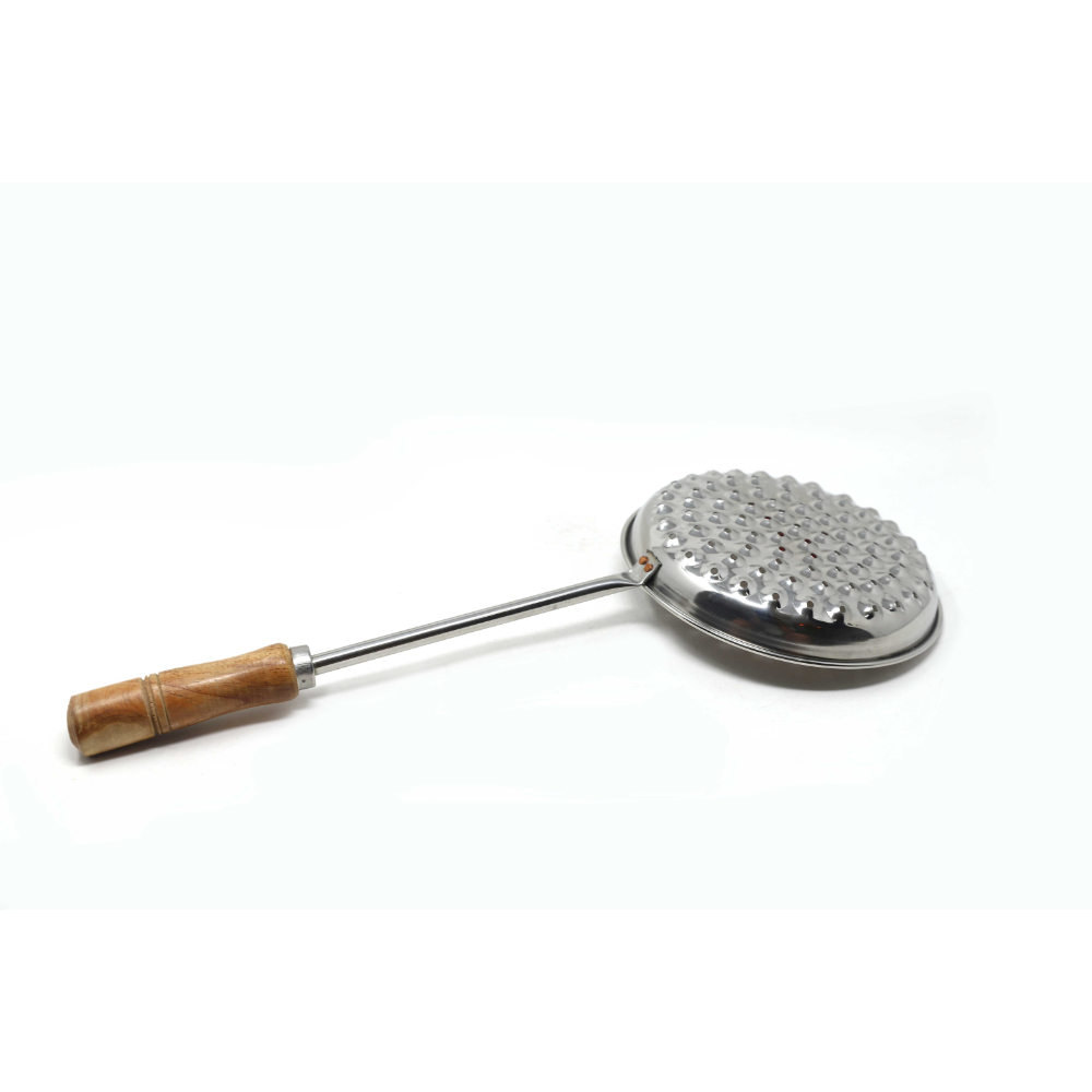 HAZEL Stainless Steel Medium Bundi Jhara with Wooden Handle for firm Grip