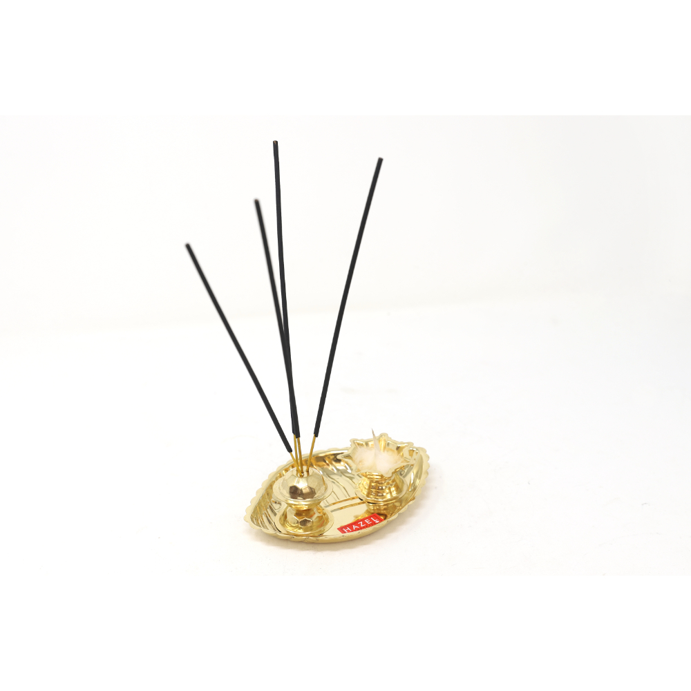 HAZEL Shank Karma Brass Pooja Thali Set of 2, Brass