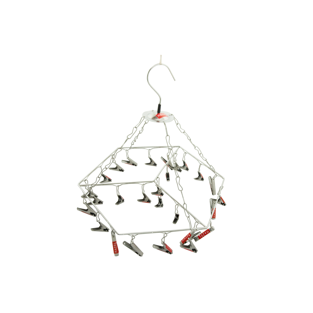HAZEL Stainless Steel Hexagonal Kids Cloths Hanger with 24 Clips, Silver