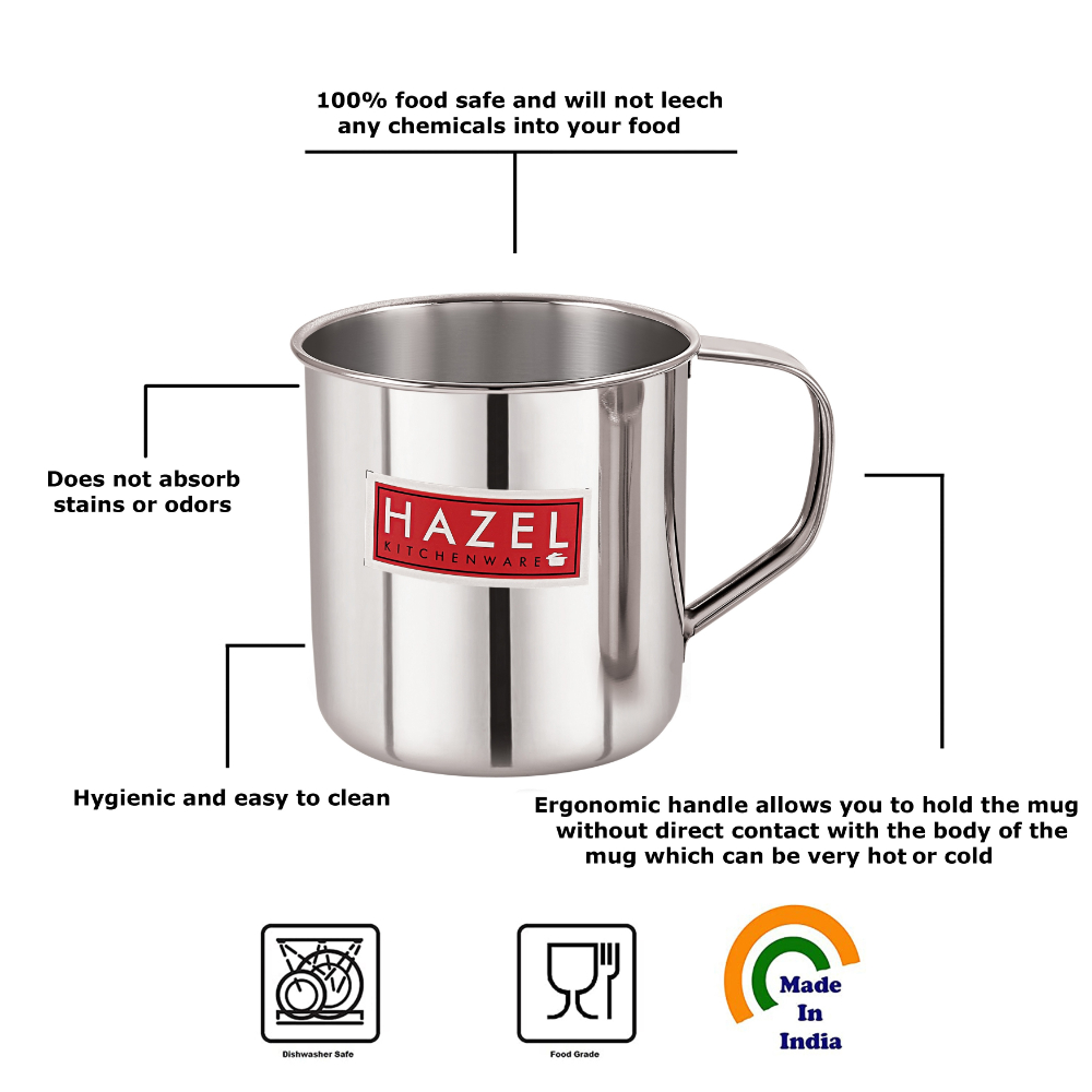 HAZEL Stainless Steel Multipurpose Bucket Shower Bathroom Mug For Home Daily Use Strong and Sturdy, 1200 ml, Silver