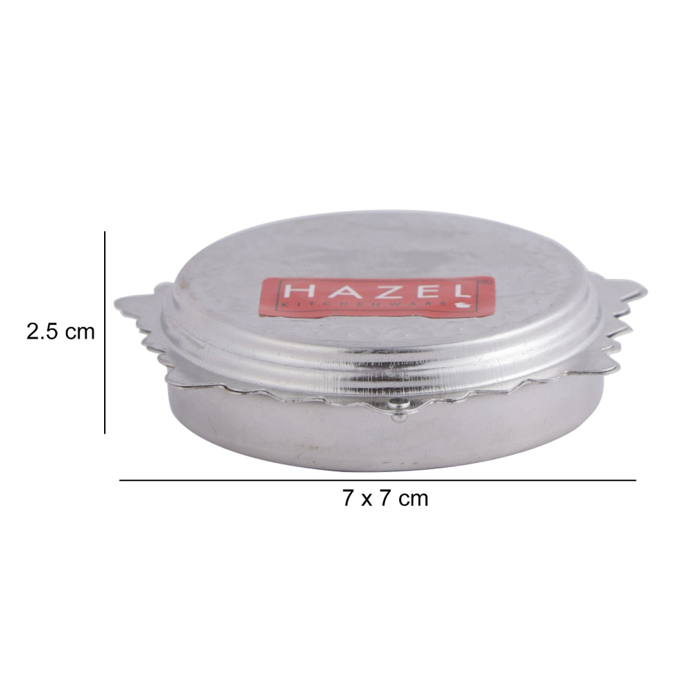 HAZEL Kumkum Box For Puja | Stainless Steel Haldi Kunku Karanda Koiri For Pooja | Kalash Shape Haldi Kumkum Holder For Mandir Home (7 x 2.5 cm)
