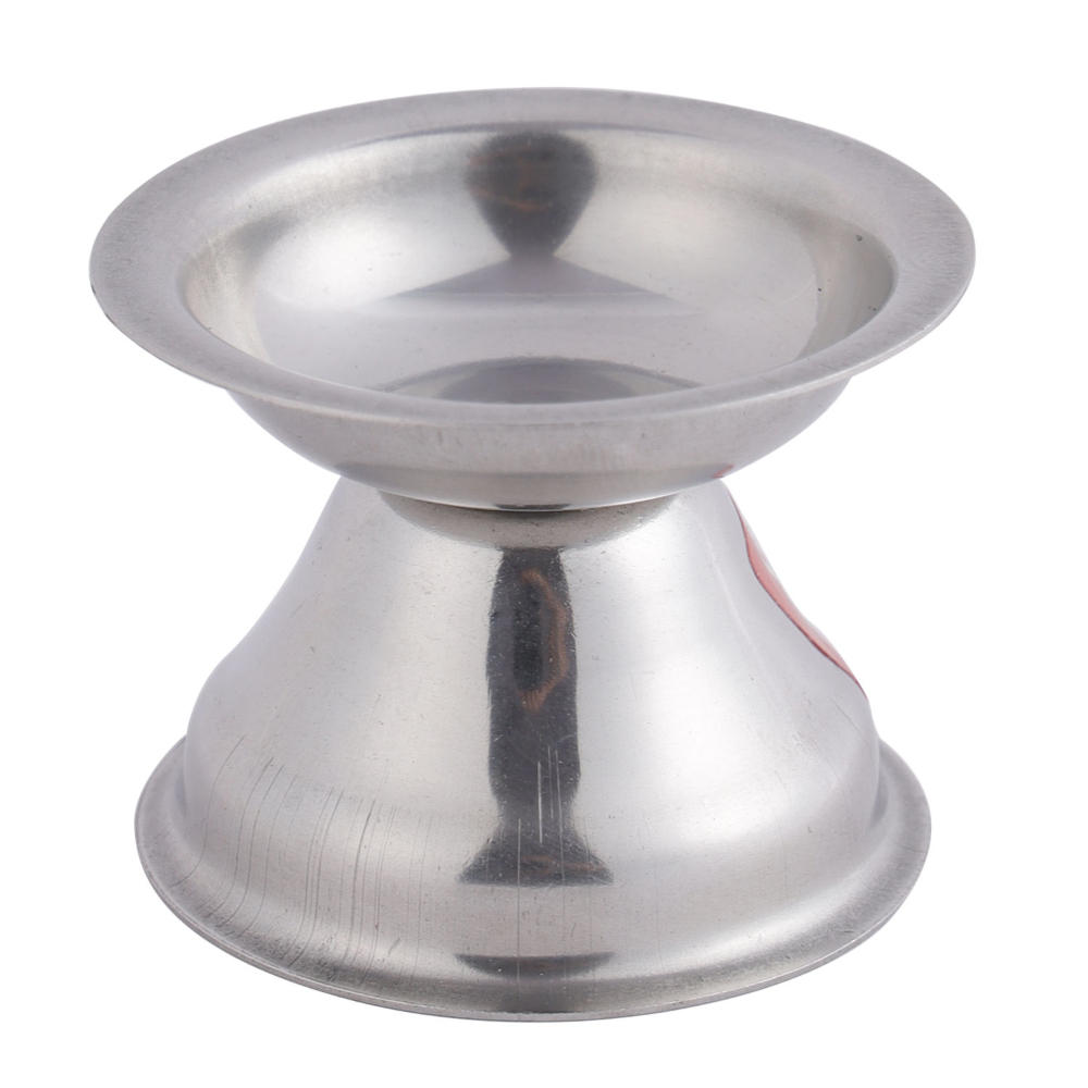 HAZEL Fulwati Diya for Puja | Stainless Steel Fulvat Table Diva Deepak For Pooja | Oil Lamp Deep For Home Mandir Office Temple Pandol Pujan (5 x 3.8 cm)