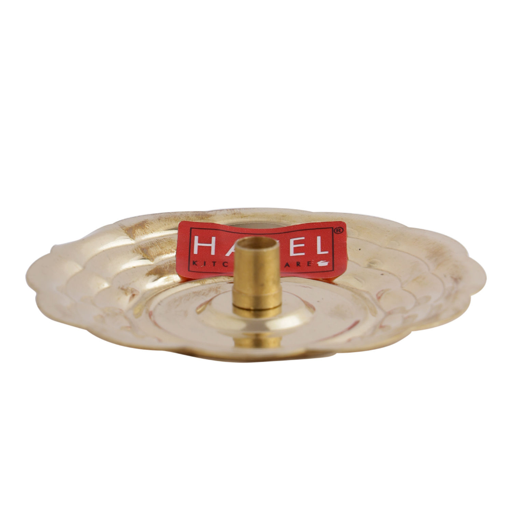 HAZEL Dhoop Stand For Puja | Brass Dhoop Batti Holder | Incense Stick Stand with Ash Catcher For Pooja | Dhup Stick Stand (8 x 1.5 cm)