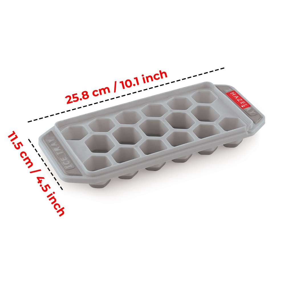 HAZEL Ice Cube Tray with Honeycomb Design & Silicone at Bottom for Easy Removal, Grey