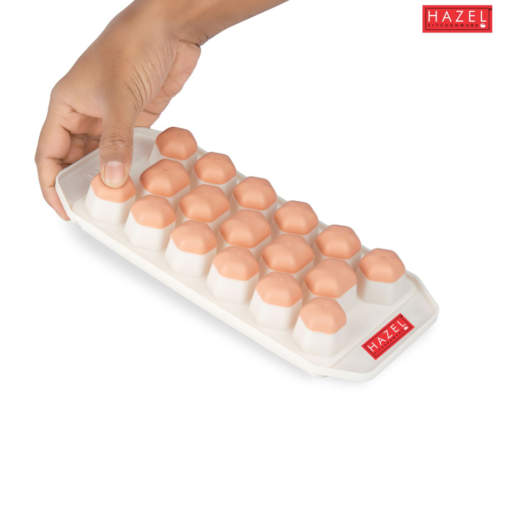 HAZEL Reusable Ice Cube Tray for Freezer with Silicone at Bottom for Easy Removal, Carrot