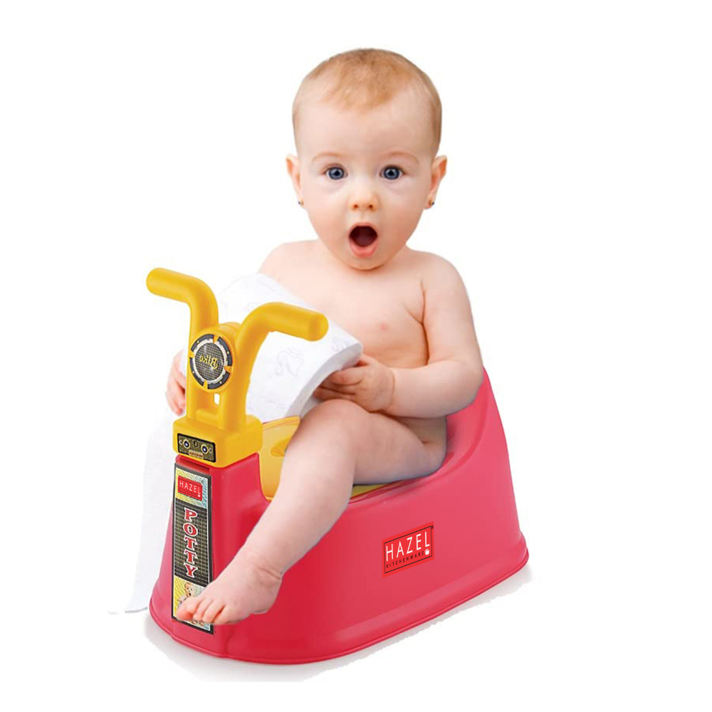 HAZEL Baby Potty Training Seat for Small Kids | Bike Potty Toilet Chair With Closing Lid For Small Children, Inflants and Toddler (6-18 Month Kids) | Pink