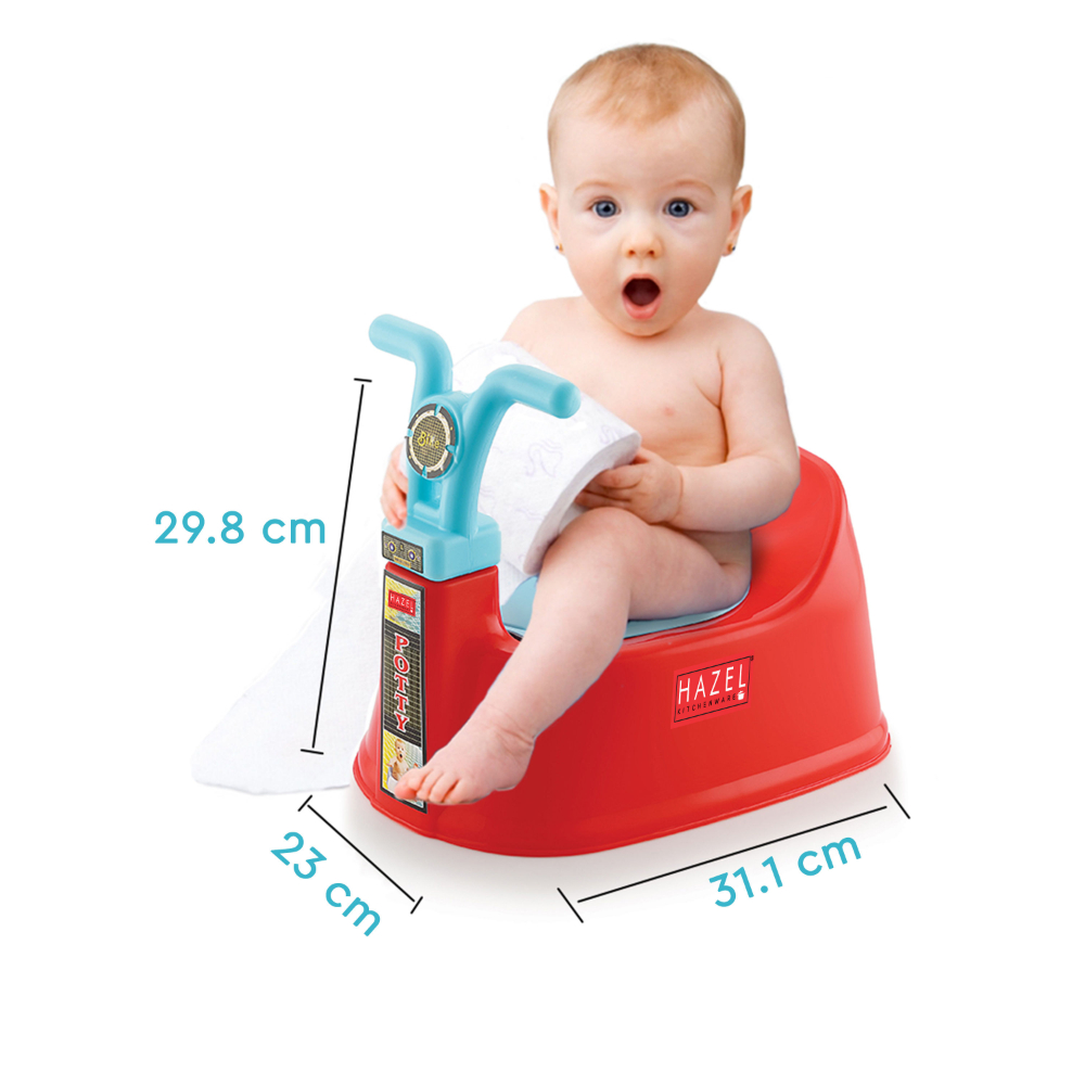 HAZEL Baby Potty Training Seat for Small Kids | Bike Potty Toilet Chair With Closing Lid For Small Children, Inflants and Toddler (6-18 Month Kids) | Red