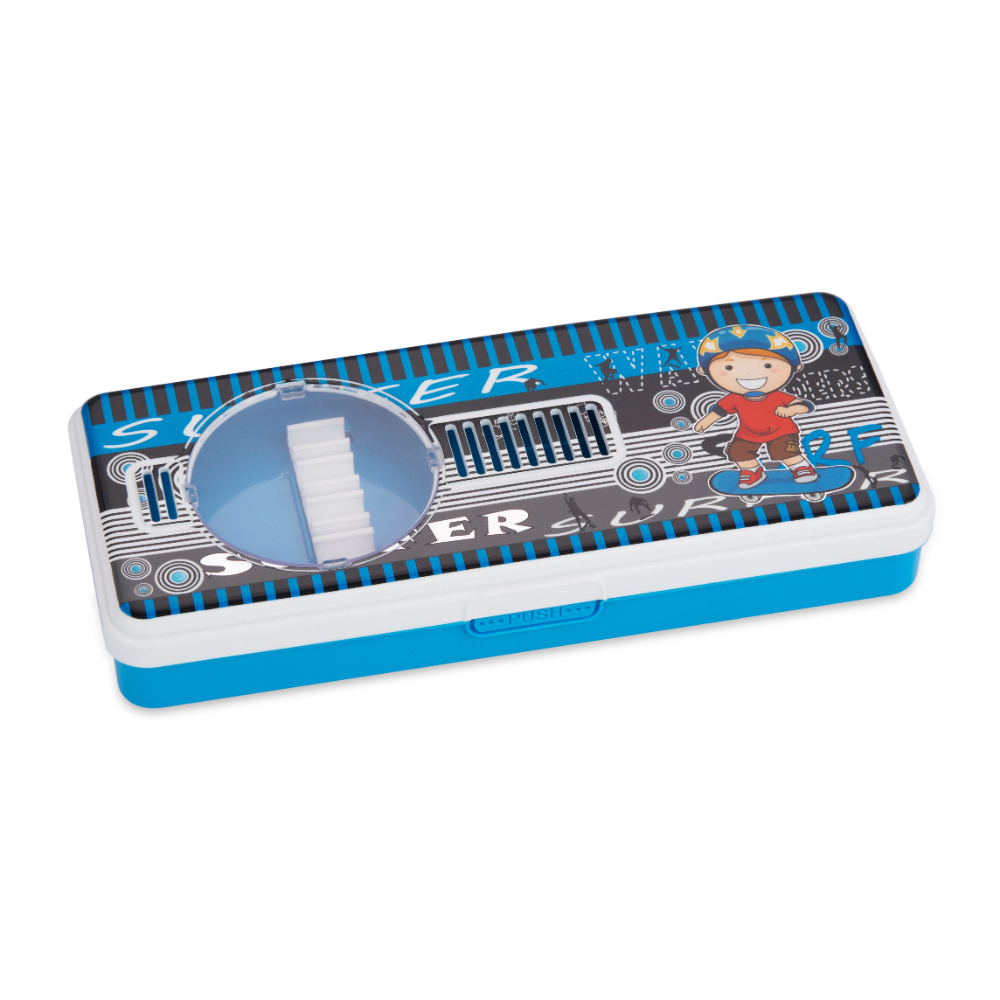 HAZEL Pencil Box for Art Organizer and Storage | Creative Crayon Box for Stationary Box | Compass Box with Separator for School Kids, Blue