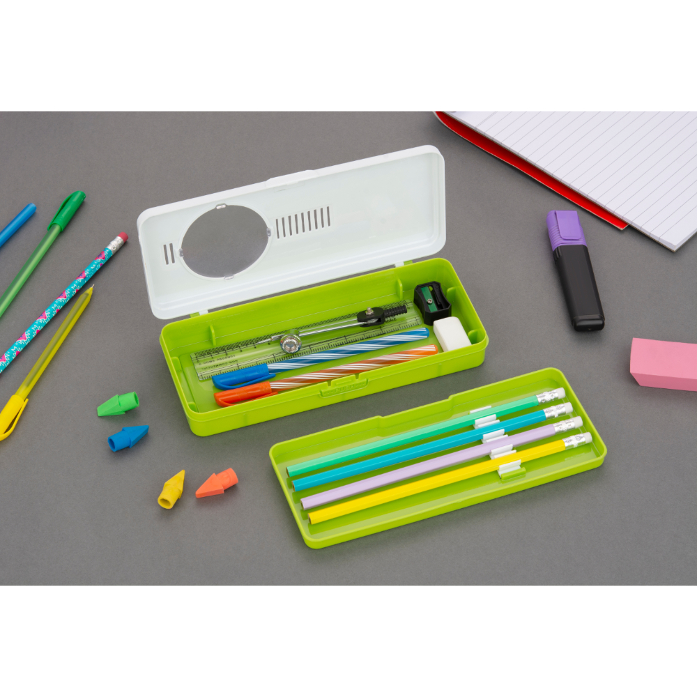 HAZEL Pencil Box for Art Organizer and Storage | Creative Crayon Box for Stationary Box | Compass Box with Separator for School Kids, Green