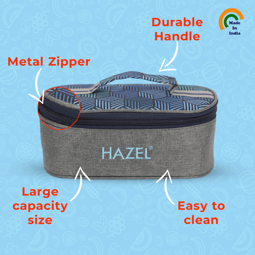HAZEL Lunch Bag for Office Men and Women | Lenght 27 cm x Height 8.8 cm Water Resistant Tiffin Bag for Kids to School | Tiffin Cover Bag Only, Flat Bag