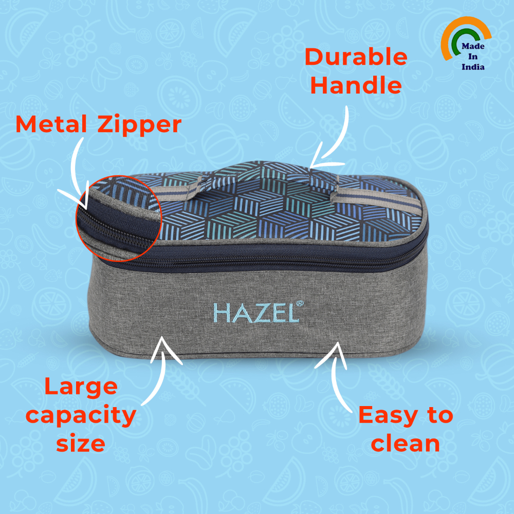 HAZEL Flat Lunch Bag for Office Men & Women | Water-Resistant Tiffin Cover Bag Only | Stylish, Light and Compact