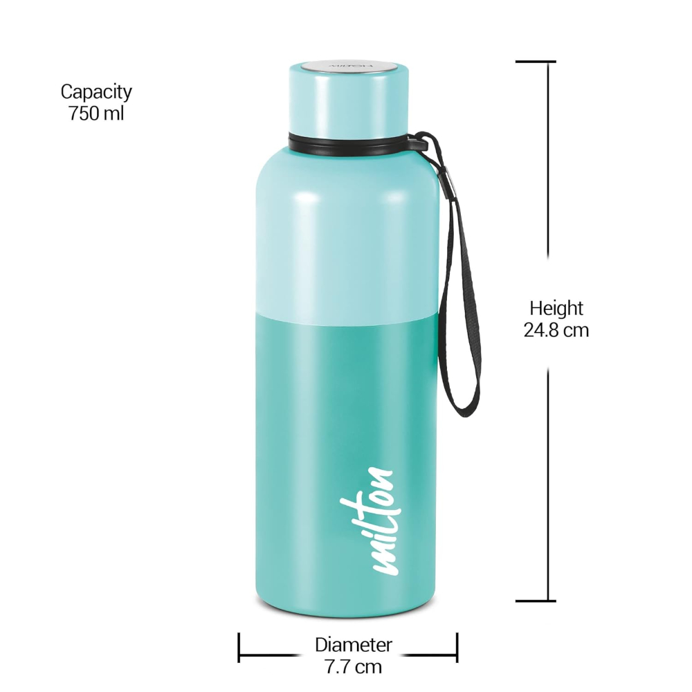 Milton Ancy 750 Thermosteel 24 Hours Hot and Cold Leak Proof Water Bottle, 750 ML, Aqua Green