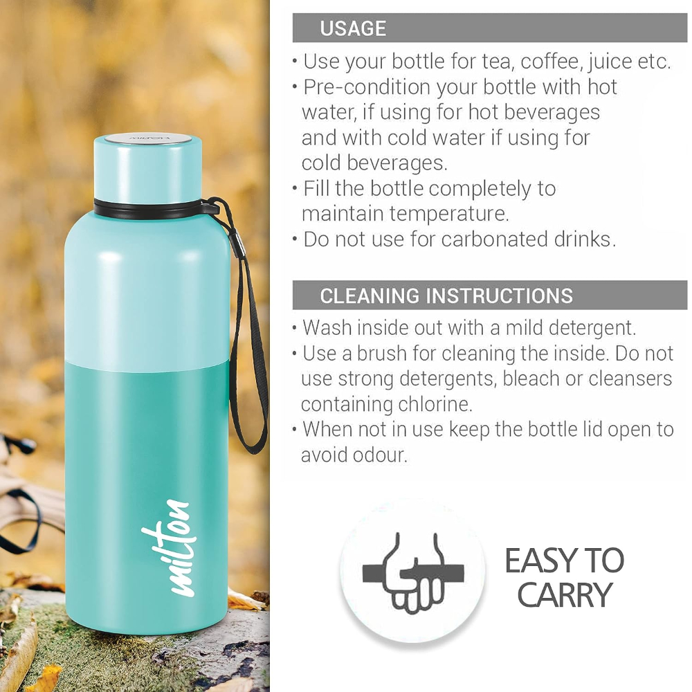Milton Ancy 750 Thermosteel 24 Hours Hot and Cold Leak Proof Water Bottle, 750 ML, Aqua Green