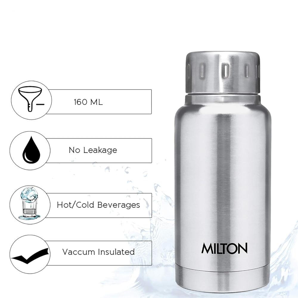 Milton Insulated Steel Bottles Elfin Thermosteel 160 ml, Steel Plain