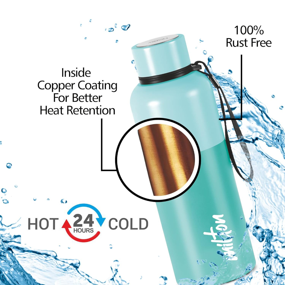 Milton Ancy 750 Thermosteel 24 Hours Hot and Cold Leak Proof Water Bottle, 750 ML, Aqua Green