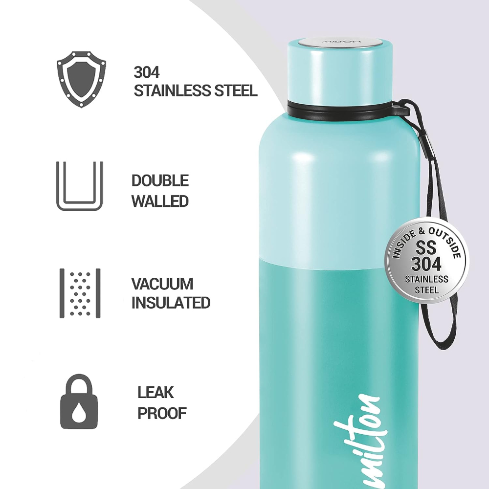 Milton Ancy 750 Thermosteel 24 Hours Hot and Cold Leak Proof Water Bottle, 750 ML, Aqua Green