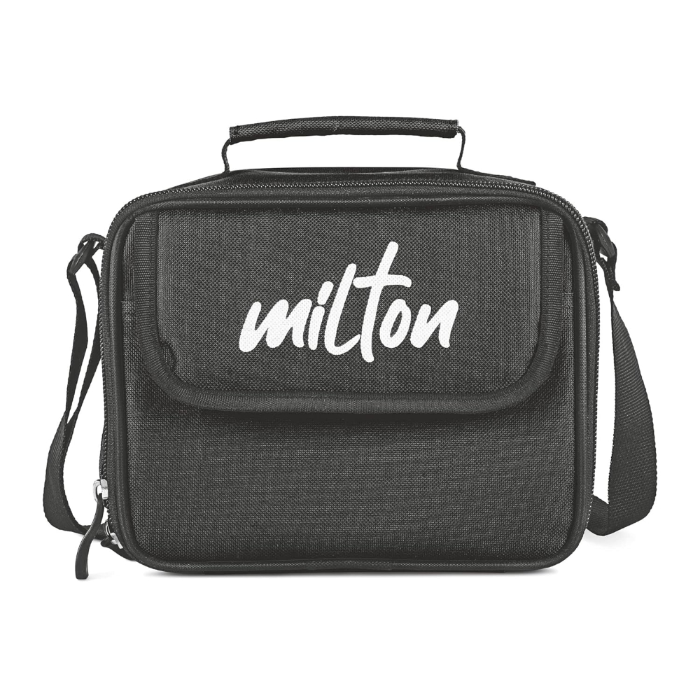 Milton New Steel Combo Leak Proof Lunch Box, 3 Containers and 1 Tumbler with Jacket, Set of 4, Black