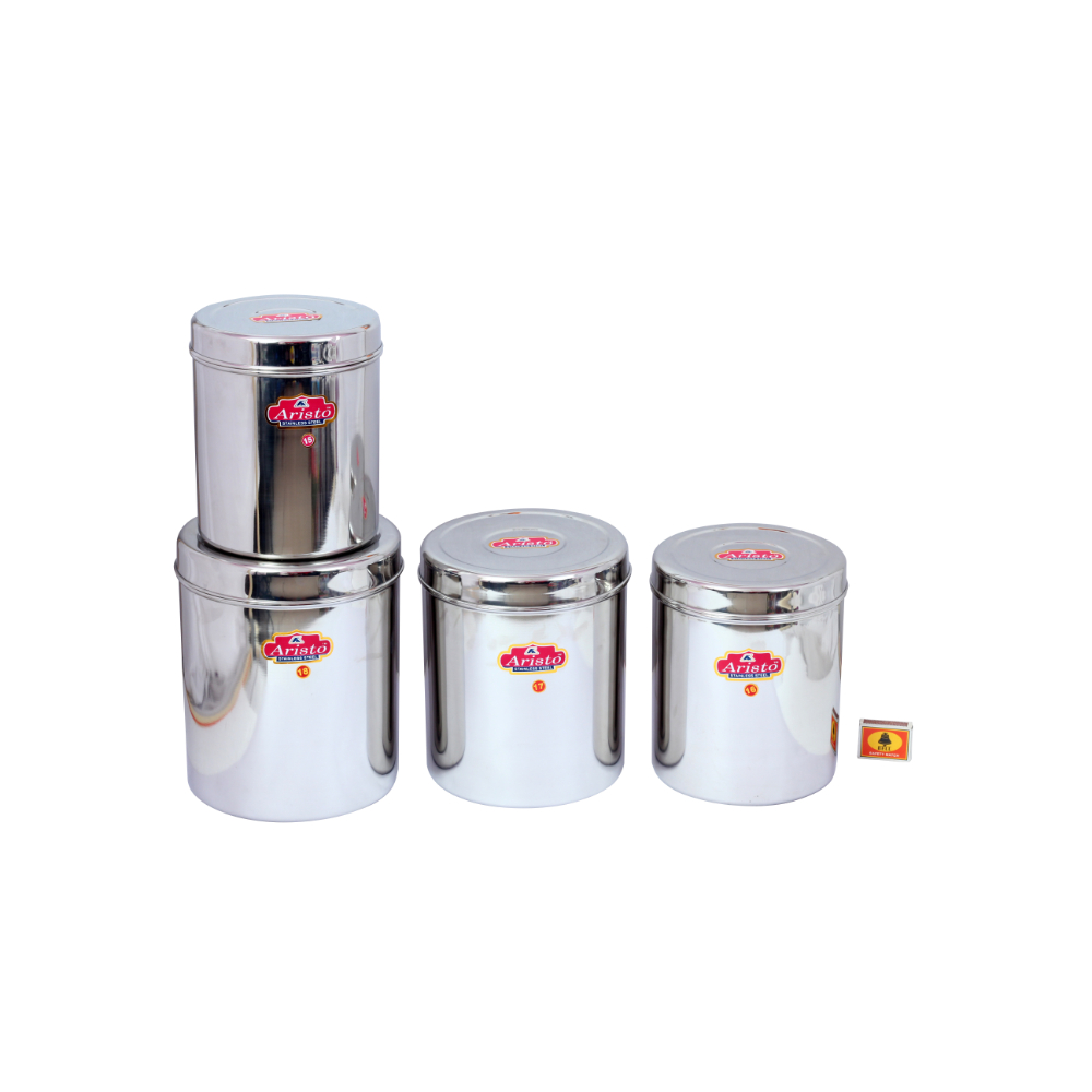 Aristo Steel Container Jumbo Storage 4 Pcs Sets 3.5 to 6.4 Litres
