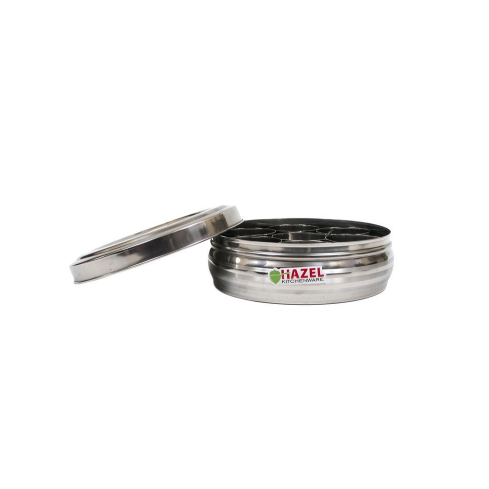 HAZEL Steel Masala Dabba, Stainless Steel, Silver