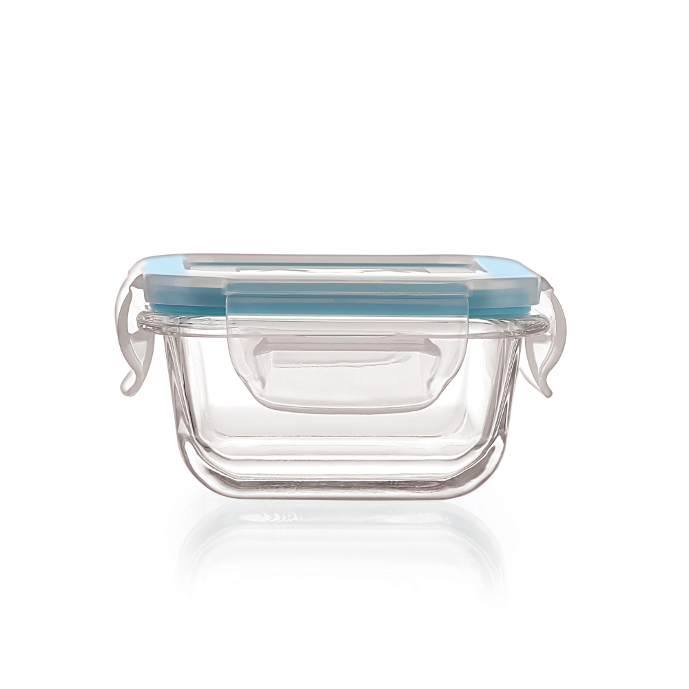 HAZEL Borosilicate Glass Square Airtight & Leaf Proof Container 150 ml