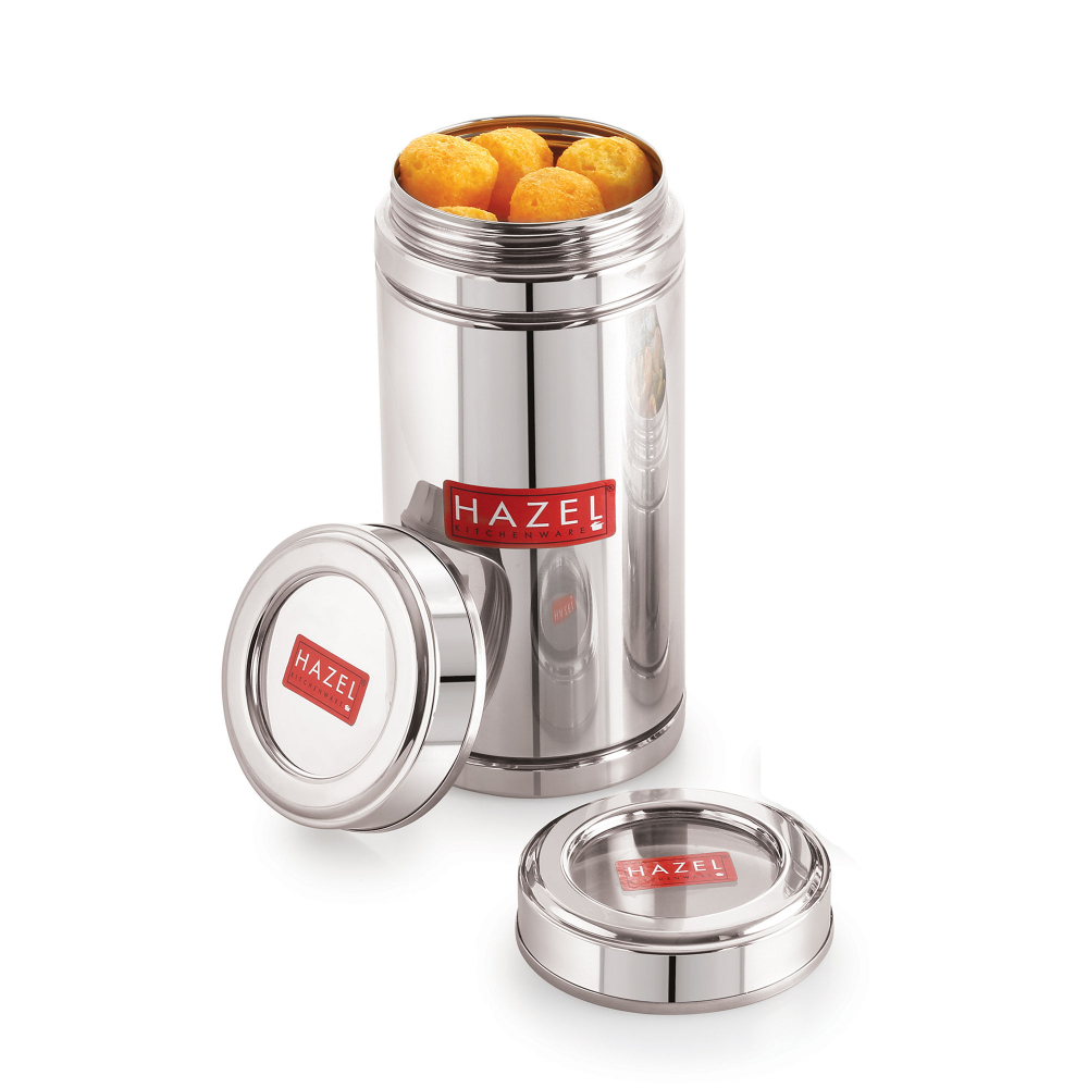 HAZEL Steel Container for Fridge Storage Set |Transparent Lid Containers For Kitchen| Fridge Storage Boxes with Transparent Lid, 900 ML