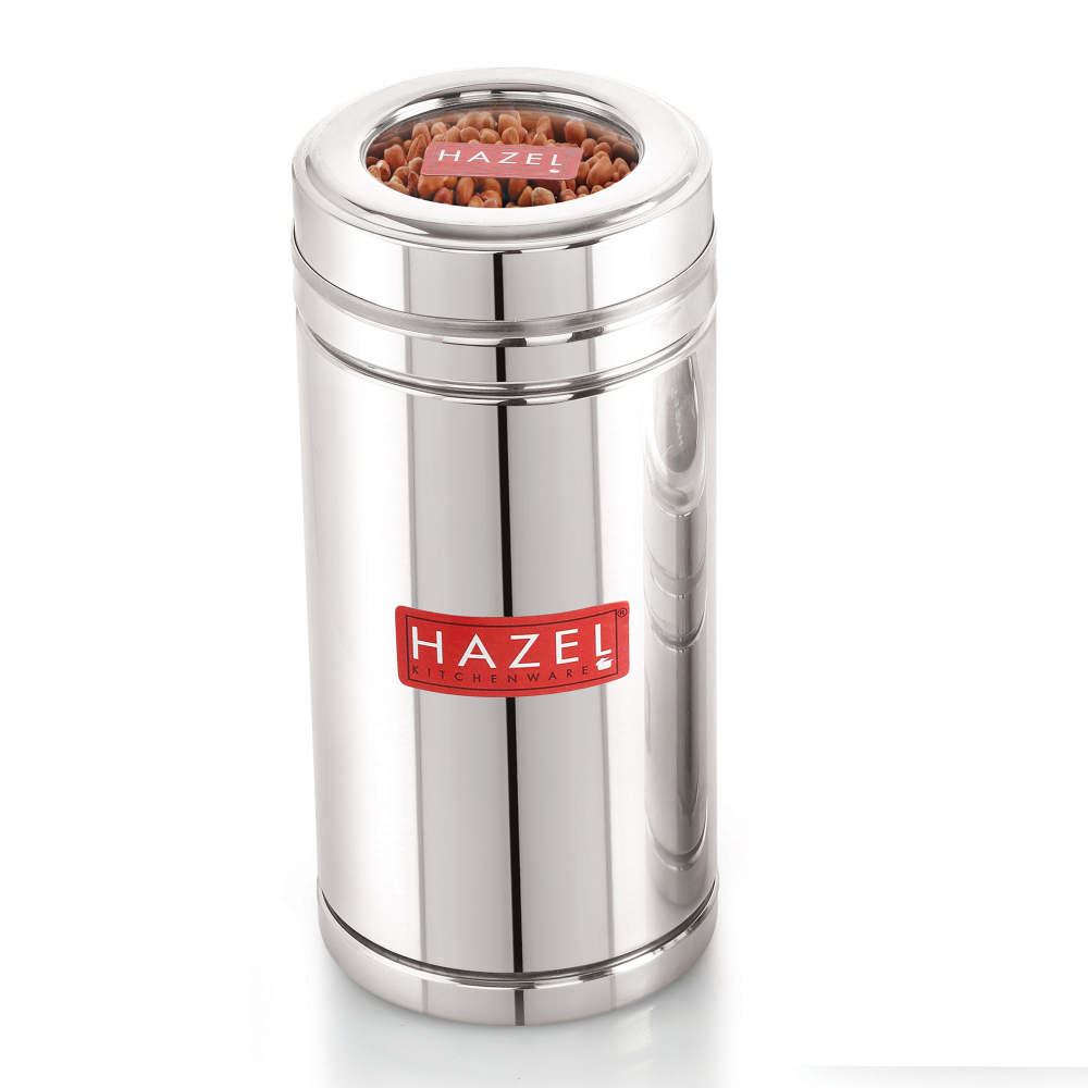 HAZEL Steel Container for Fridge Storage Set |Transparent Lid Containers For Kitchen| Fridge Storage Boxes with Transparent Lid, 900 ML
