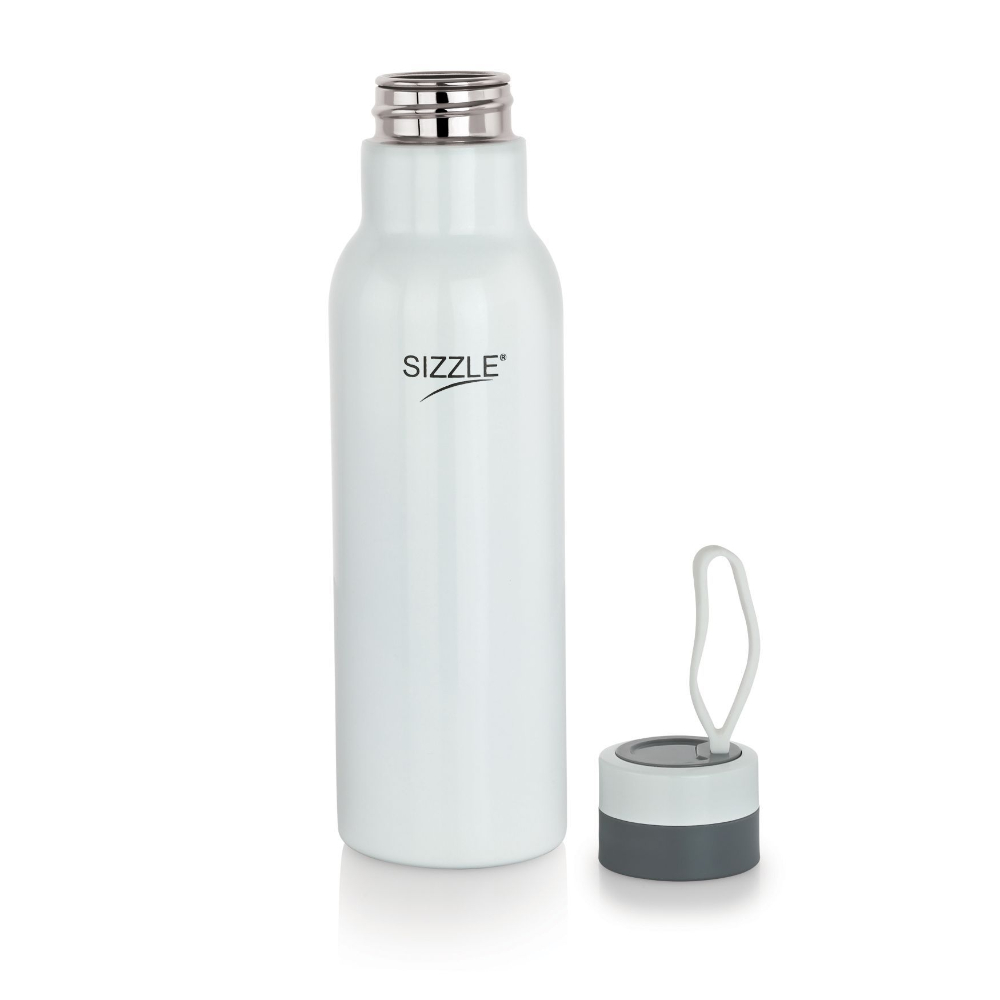 Sizzle Modern Stainless Steel Lightweight Leakproof Water Bottle, 1000 ML, White