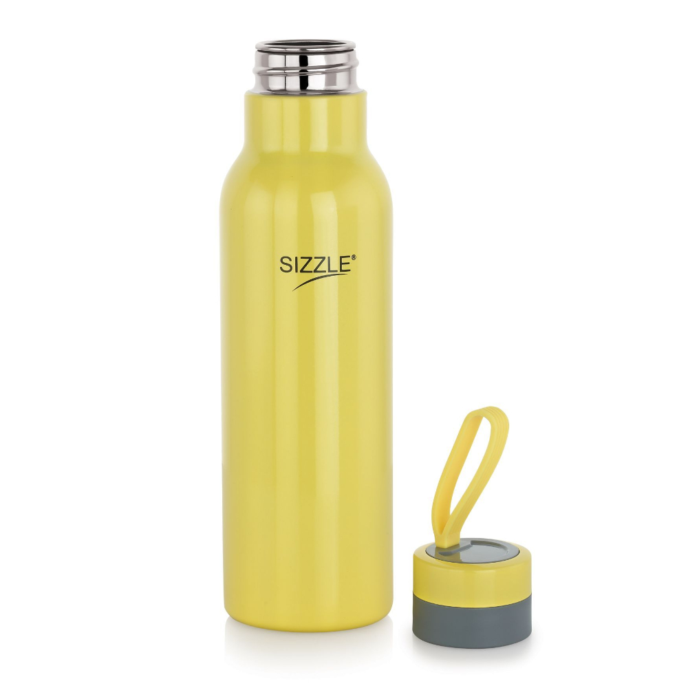 Sizzle Modern Stainless Steel Lightweight Leakproof Water Bottle, 1000 ML, Yellow