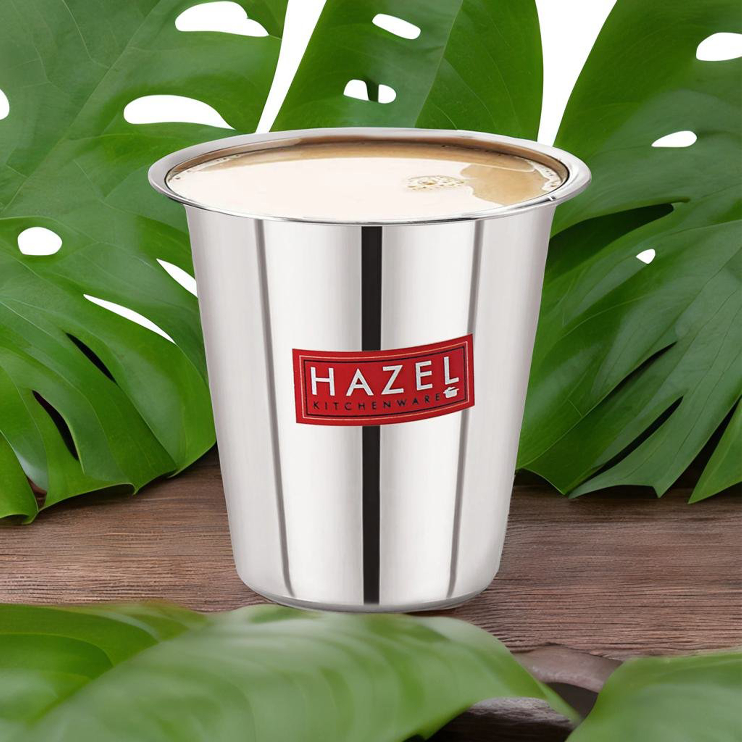 HAZEL Stainless Steel Tea Glasses Set of 1 | Unbreakable Drinking Glasses with Glossy Finish, 200 ML