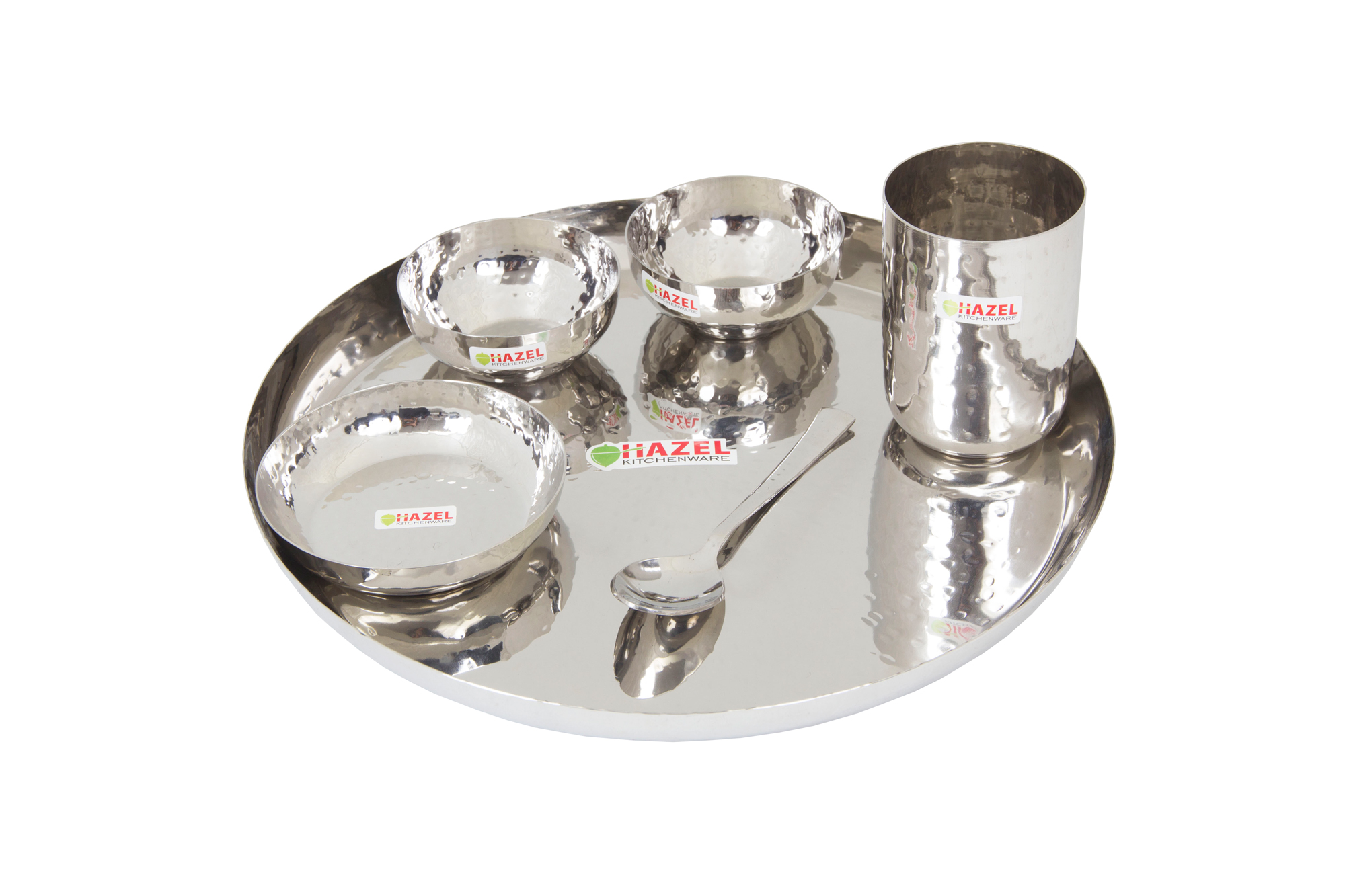 HAZEL 6 Pc Hammered Stainless Steel Dinner Set Premium Quality