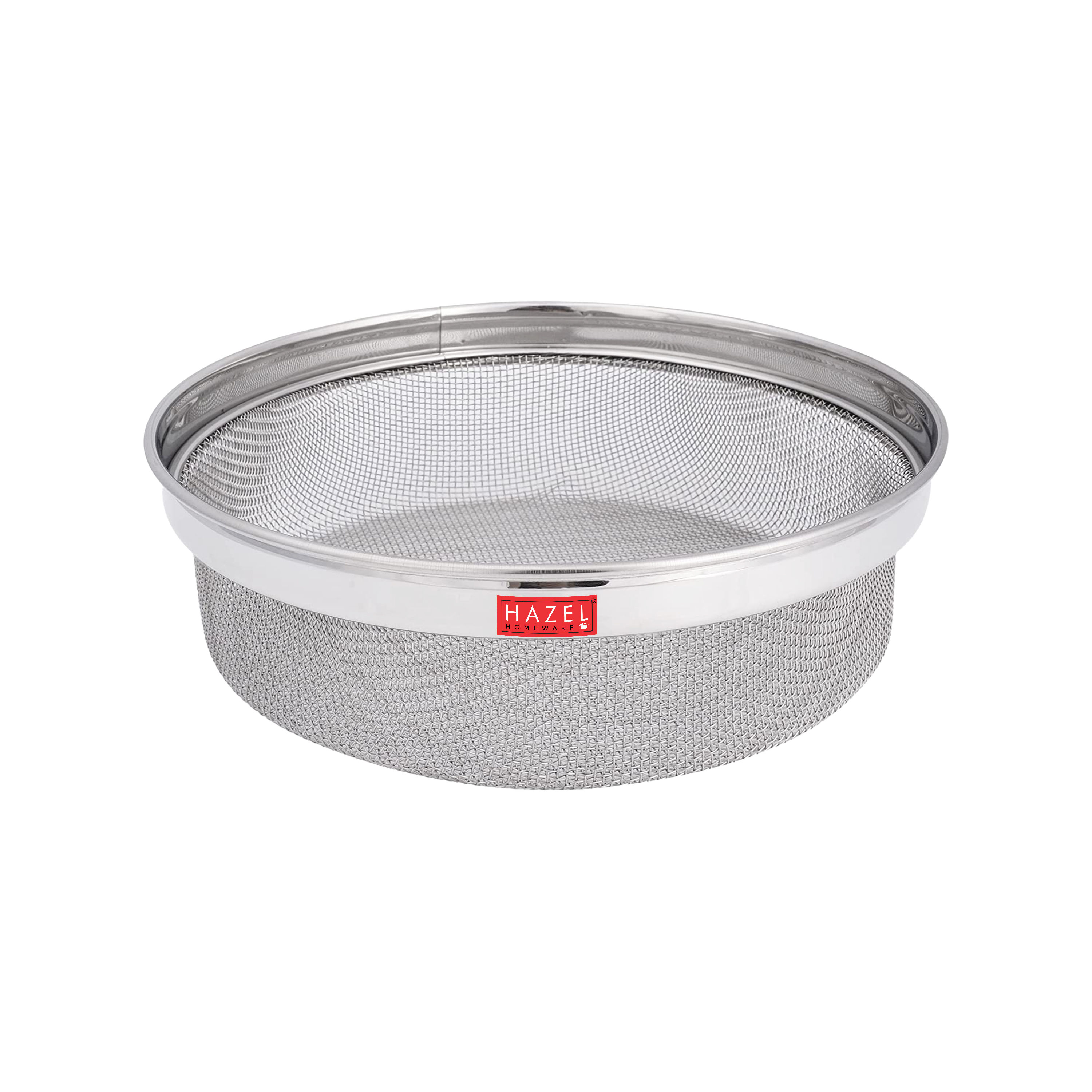 HAZEL Stainless Steel Strainer Basket Without Handle | Steel Fruits Basket | Vegetable Basket for Kitchen | Washer Colander Sieve For Kitchen | 19 cm