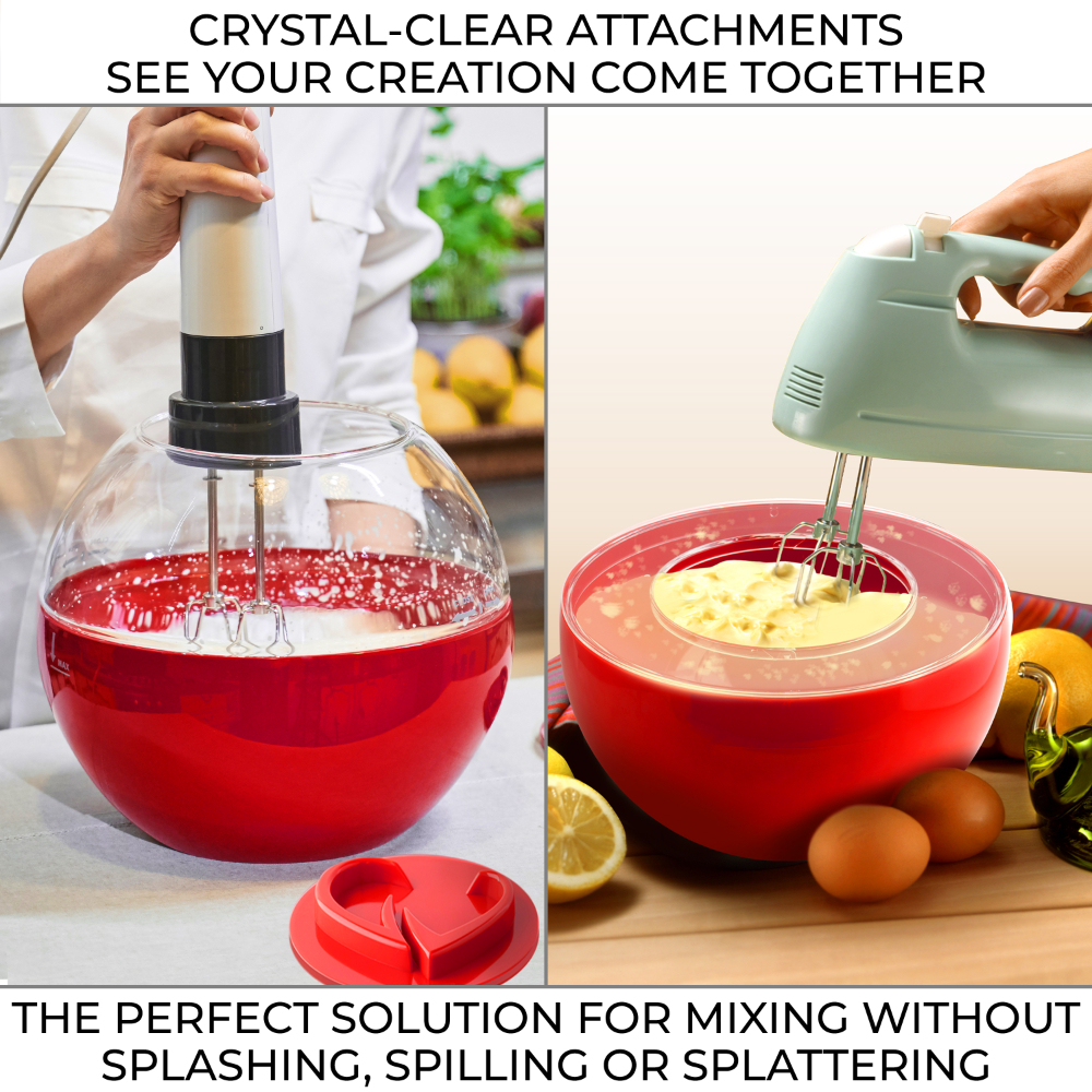 ANAMINA Mixing Bowl for Kitchen | Big Bowl with Crystal Clear Attachments & Measuring Marking