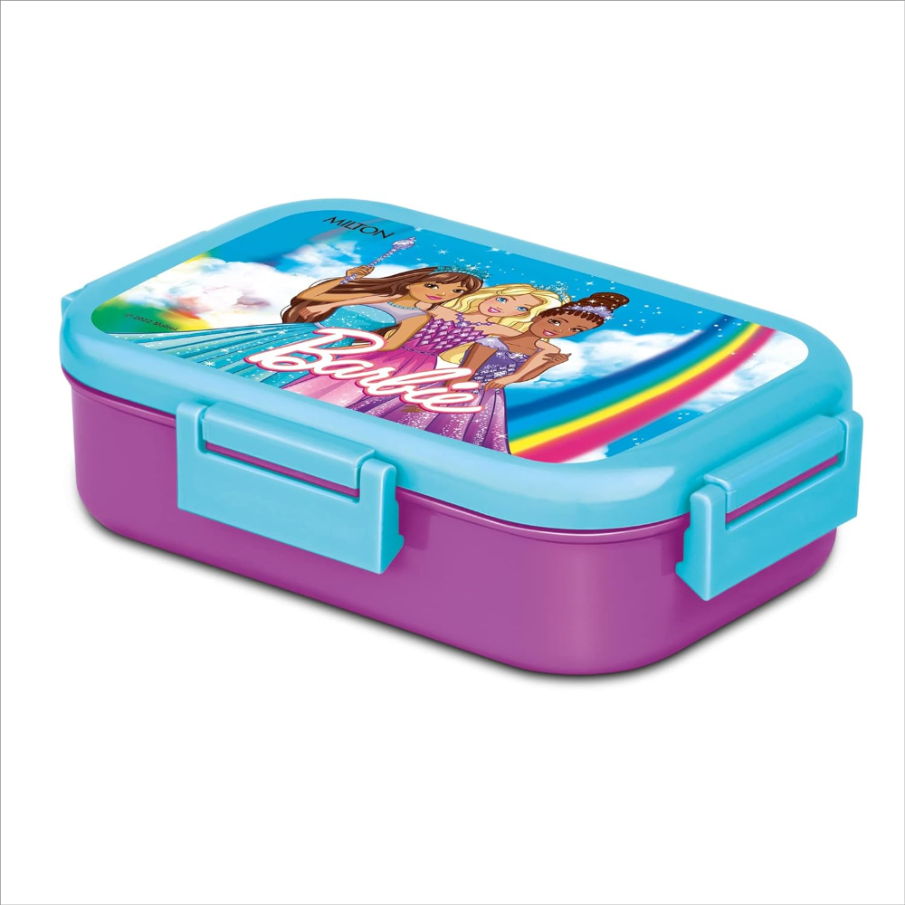 MILTON Flatmate Barbie Inner Stainless Steel Tiffin Box, 700 ml, with Inner Stainless Steel Container, 200 ml and Spoon, Purple