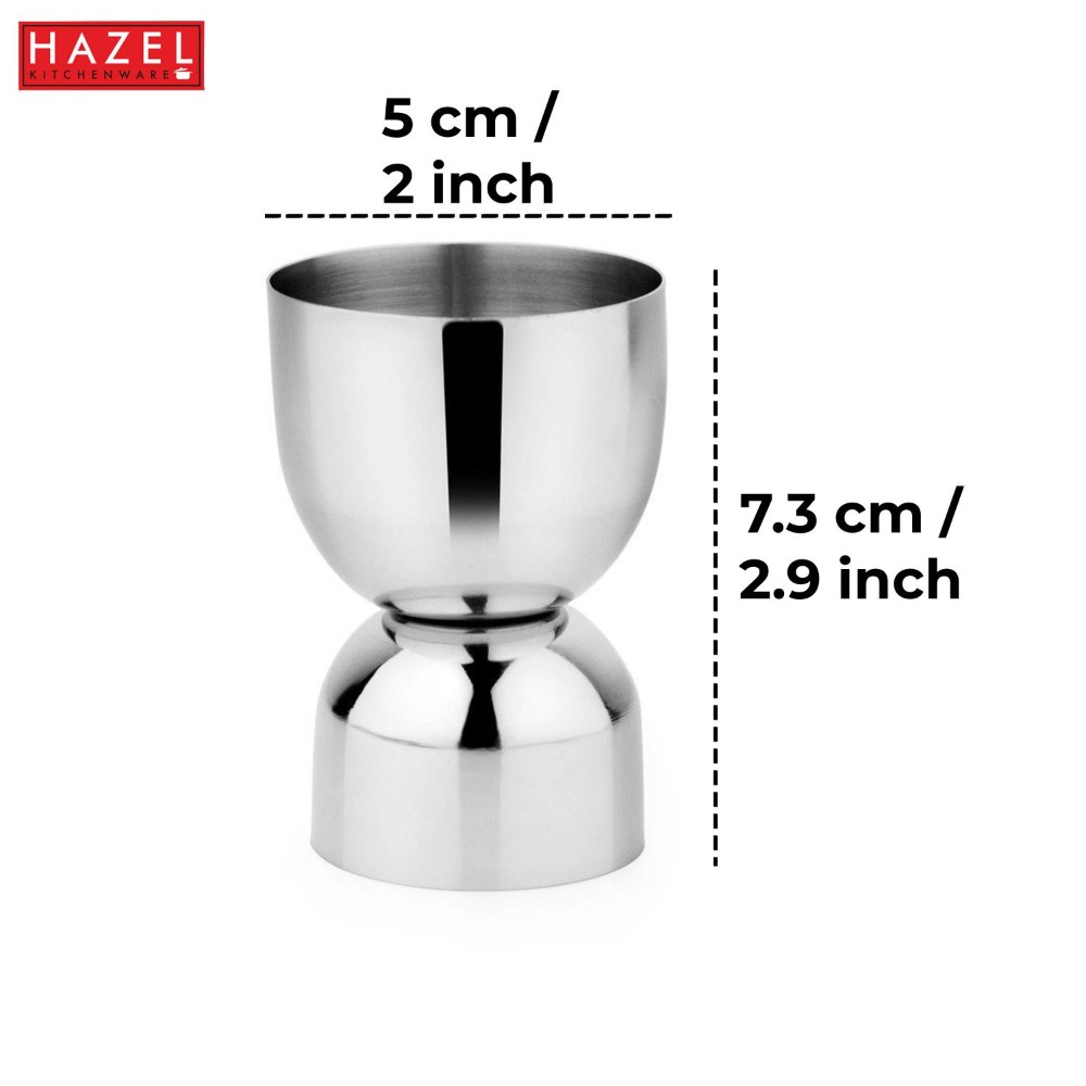 HAZEL Stainless Steel Peg Measure Jigger | Double Sided Round Jigger Measure, 50 ML