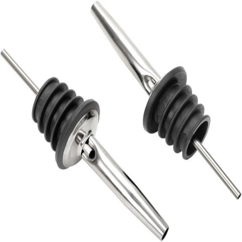 HAZEL Stainless Steel Bottle Pourer | Metal Pourer for all bottles, Set of 2, Silver