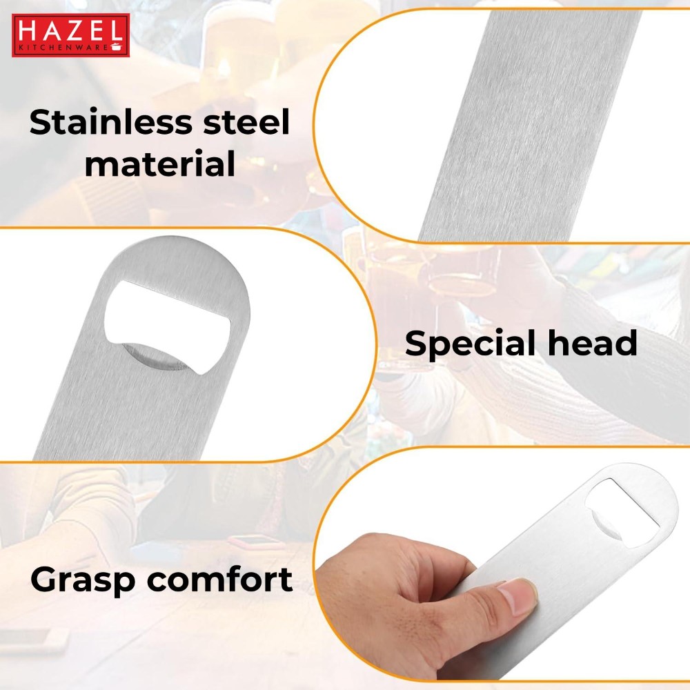 HAZEL Stainless Steel Bottle Opener | Opener Lever for Bottle, Silver