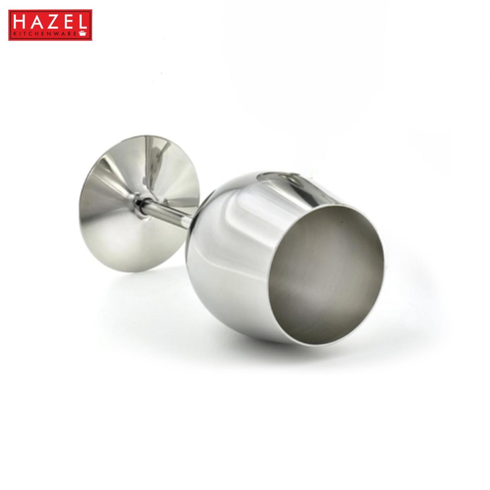 HAZEL Stainless Steel Goblet Wine Glass | Gin Goblets Glass for bar, 250 ML, Silver