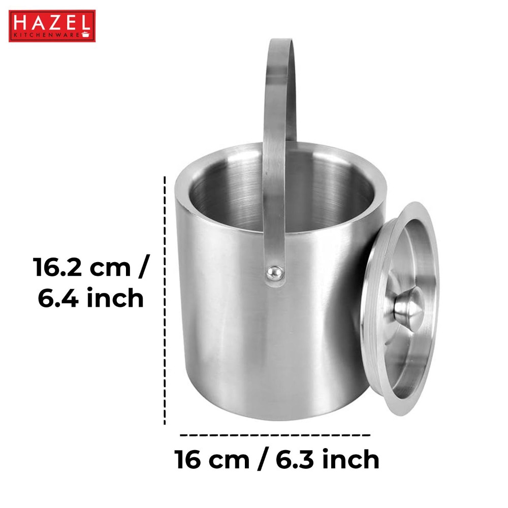 HAZEL Stainless Steel Ice Bucket for Party | Beer Buckets for Bar with Handle, 1700 ML