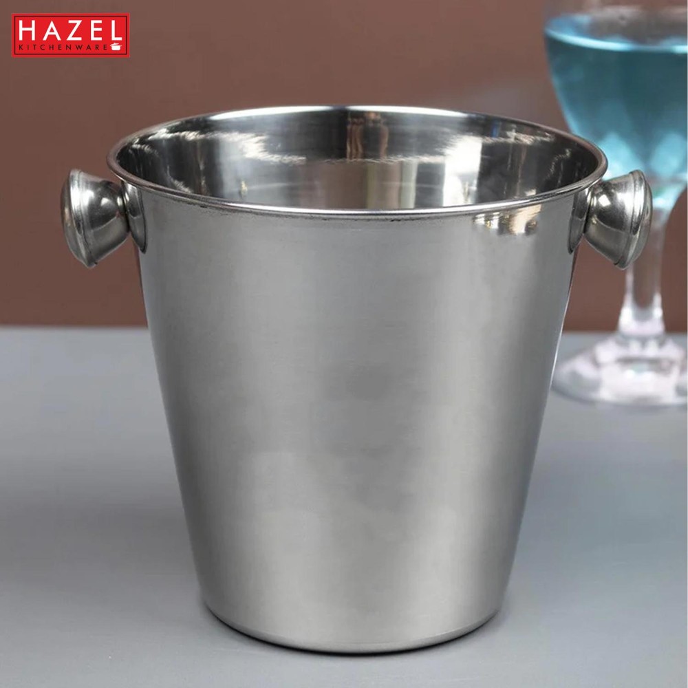 HAZEL Beer Buckets for Bar with Handle | Stainless Steel Ice Bucket for Party, 4500 ML, Silver