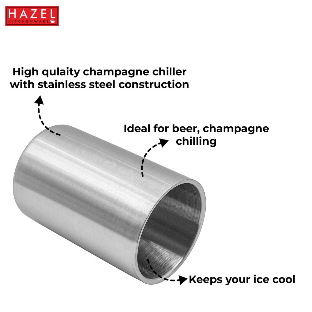 HAZEL Stainless Steel Wine Cooler | Double Wall Wine Chiller for party, 1550 ML, Silver