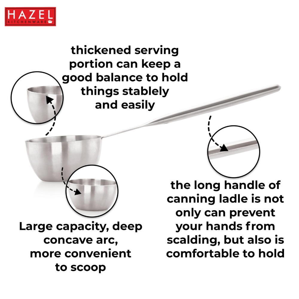 HAZEL Stainless Steel Ladle with Handle | Doya/Loti Tea Pourer Loti Tea Pourer Canteen Server, Big