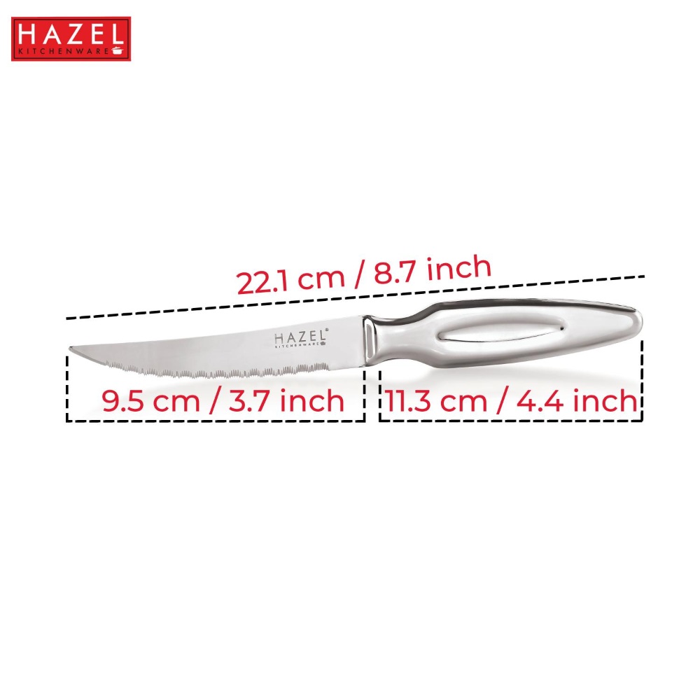 HAZEL Stainless Steel Laser Knife for Kitchen | Kitchen Knife with Handle, Silver