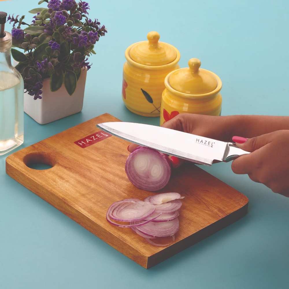 HAZEL Stainless Steel Sharp Chef Knife for Kitchen | Big Kitchen Knife with Handle, Silver