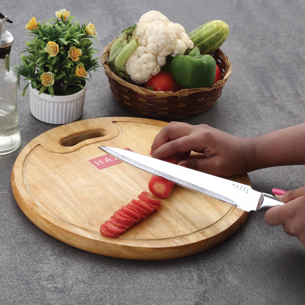 HAZEL Stainless Steel Sharp Carving Knife for Kitchen | Kitchen Knife with Handle, Silver