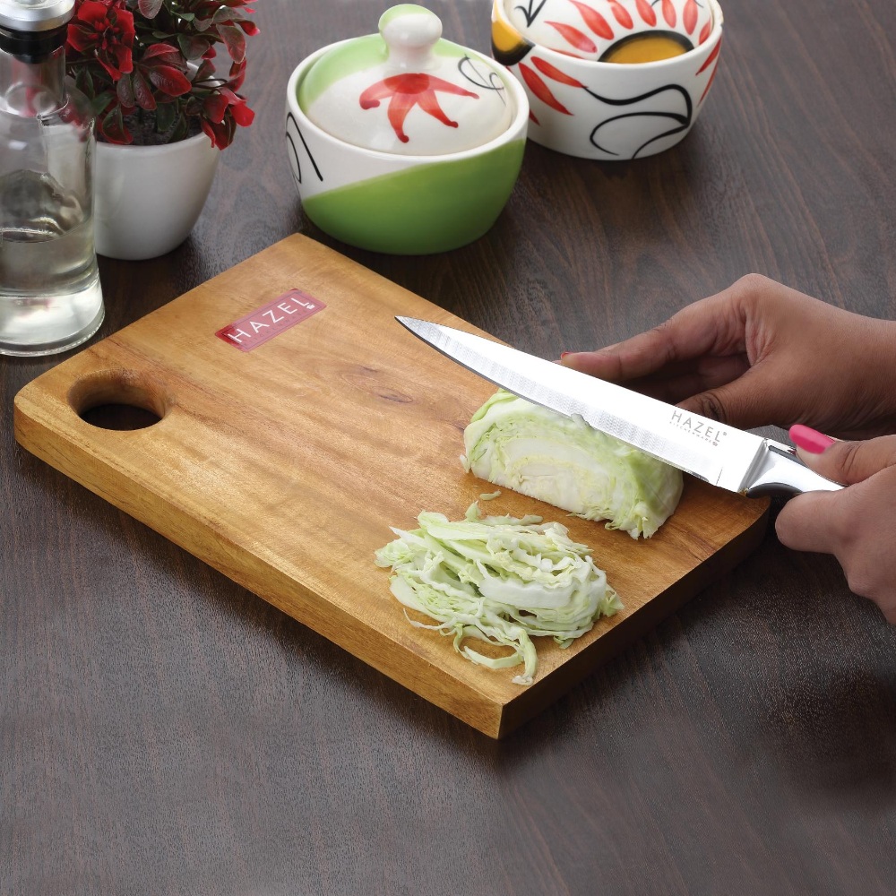 HAZEL Stainless Kitchen Paring knife with Wooden Chopping Board for Kitchen, Set of 2