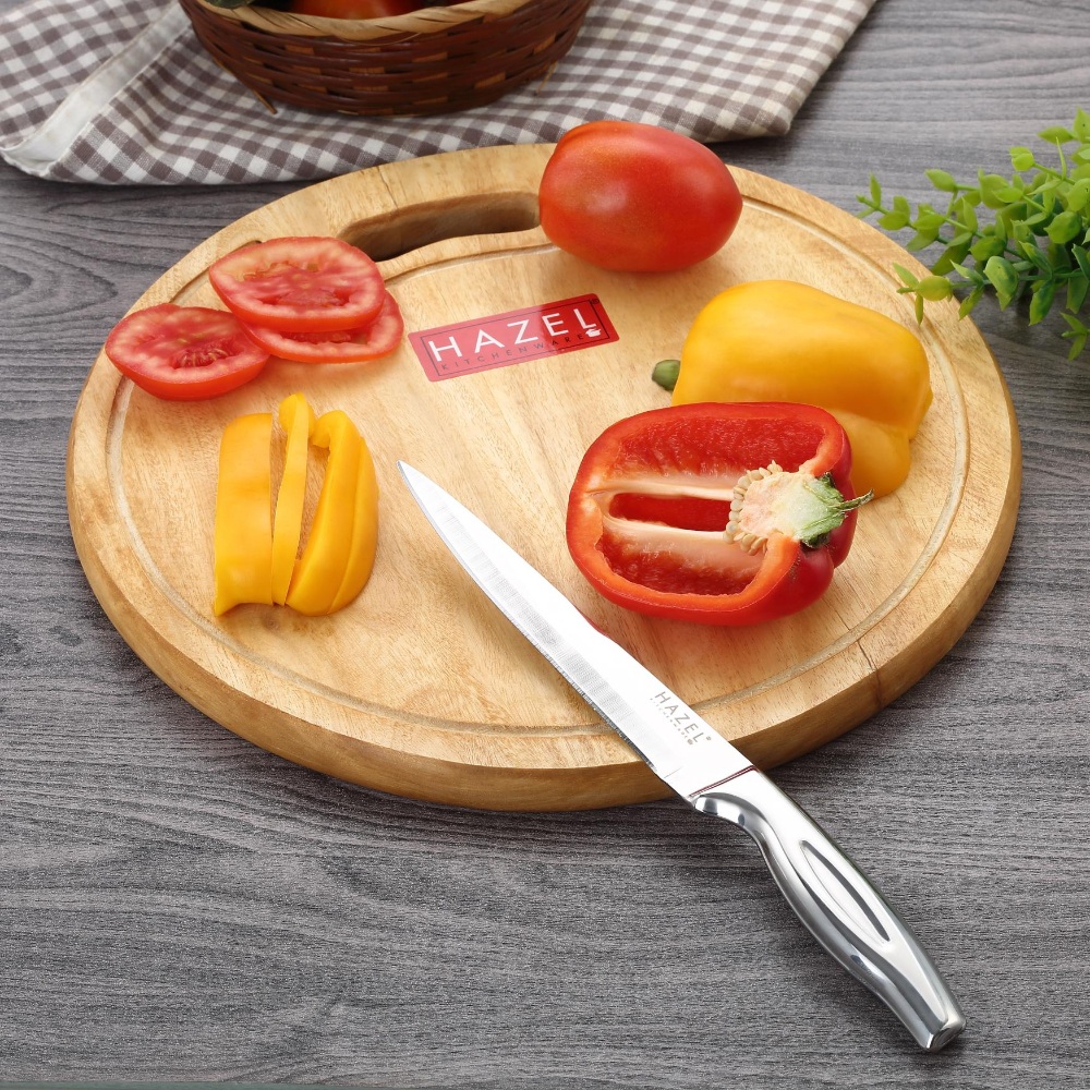 HAZEL Wooden Chopping Board for Kitchen with Stainless Steel Paring Sharp knife, Set of 2