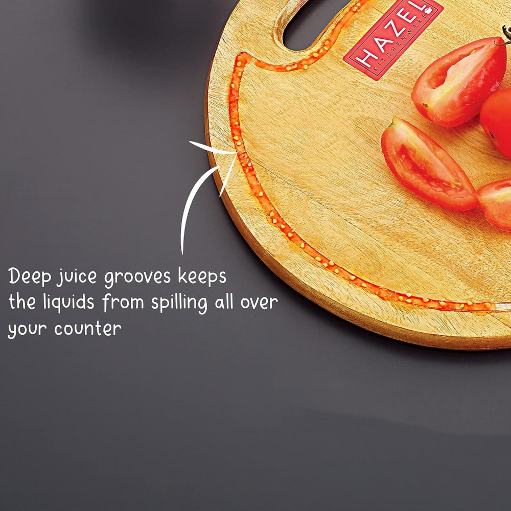 HAZEL Wooden Chopping Board for Kitchen with Stainless Steel Paring Sharp knife, Set of 2