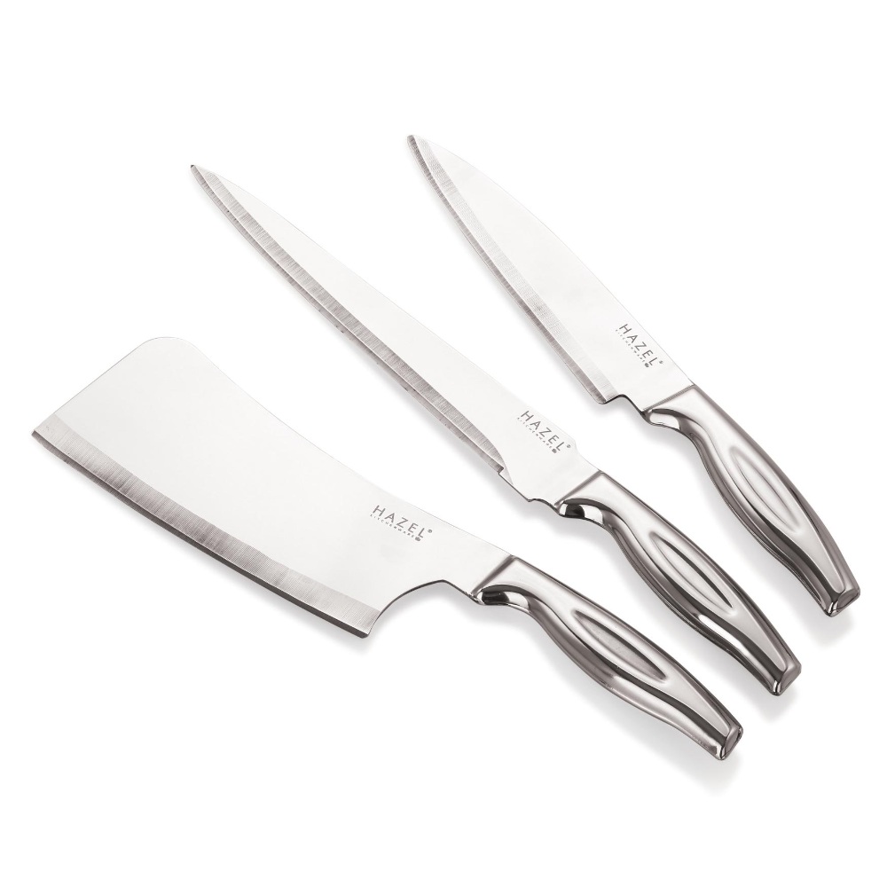 HAZEL Stainless Steel Sharp Kitchen knife Set of 4|Chef, Carving, Chopper Knife & Rect Chopping Board