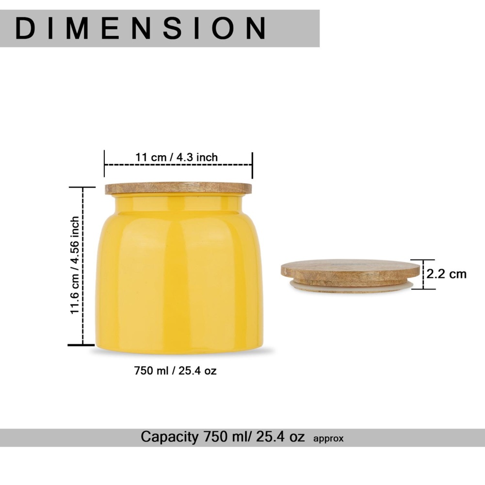 HAZEL Storage Container for Kitchen | Air Tight Container for Storage with Lid, Yellow, 750 ML